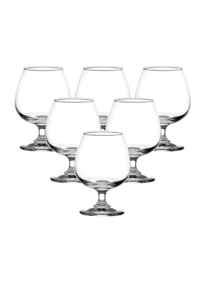 6 Piece Classic Brandy Glass Set, 255ml Capacity - Clear